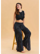 Anthracite Bohemian Trousers with Elastic Waist and Tie Detail 4473